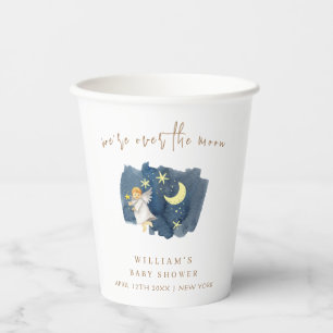 Simple Angel Moon Star Baby Shower Paper Cups