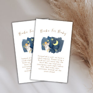 Simple Angel Moon Star Books For Baby Shower Enclosure Card