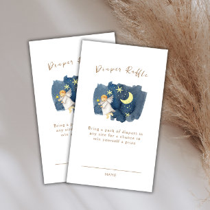 Simple Angel Moon Star Diaper Raffle Baby Shower Enclosure Card