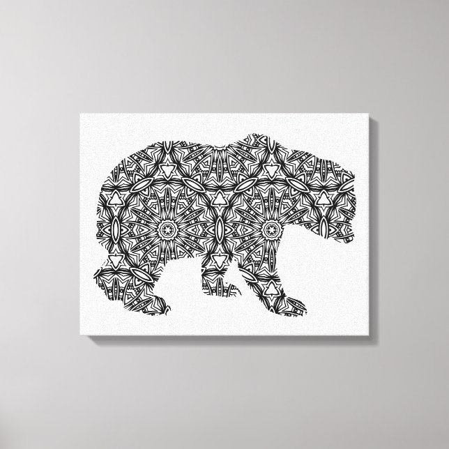 Simple Animal Bear Geometric Colouring Art Canvas Print (Front)