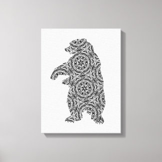 Simple Animal Bear Geometric Colouring Art Canvas Print