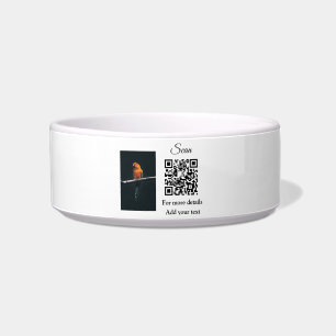 Simple animal name details QR code add text photo Bowl