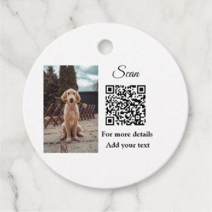 Simple animal name details QR code add text photo Favour Tags