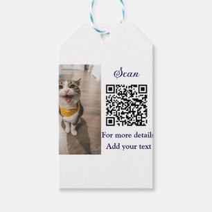 Simple animal name details QR code add text photo Gift Tags