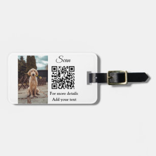Simple animal name details QR code add text photo  Luggage Tag