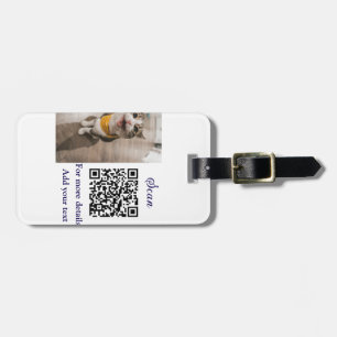 Simple animal name details QR code add text photo Luggage Tag