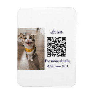 Simple animal name details QR code add text photo Magnet