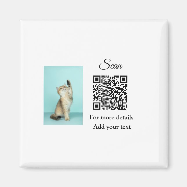 Simple animal name details QR code add text photo  Magnet (Front)