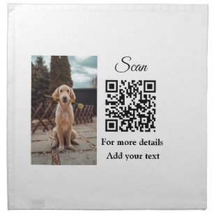 Simple animal name details QR code add text photo  Napkin