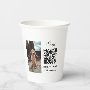 Simple animal name details QR code add text photo Paper Cups