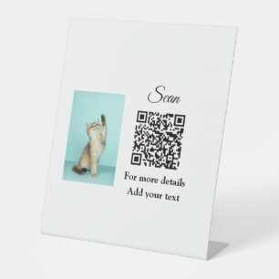 Simple animal name details QR code add text photo  Pedestal Sign