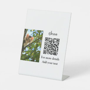 Simple animal name details QR code add text photo Pedestal Sign