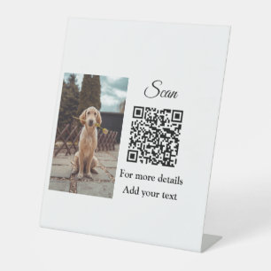 Simple animal name details QR code add text photo Pedestal Sign