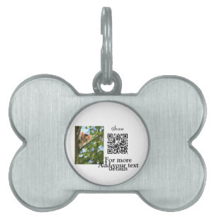 Simple animal name details QR code add text photo Pet ID Tag