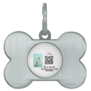 Simple animal name details QR code add text photo Pet ID Tag