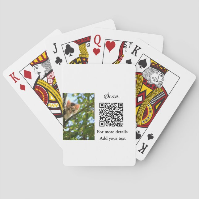 Simple animal name details QR code add text photo  Playing Cards (Back)