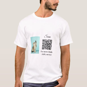 Simple animal name details QR code add text photo  T-Shirt