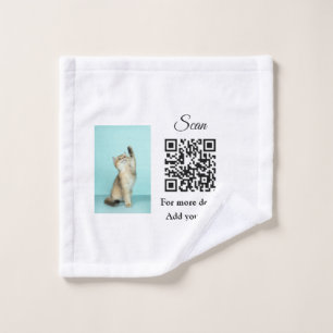 Simple animal name details QR code add text photo  Wash Cloth