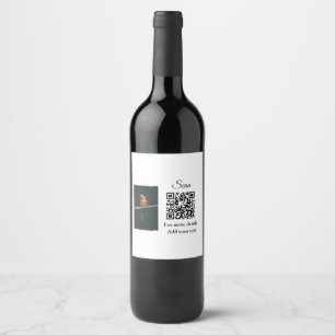 Simple animal name details QR code add text photo  Wine Label