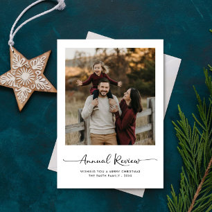 Simple Annual Review Modern Family Photo Christmas Holiday Card