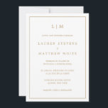 Simple Antique Gold Monogram Elegant Wedding Invitation<br><div class="desc">Simple Spanish wedding invitation featuring an elegant and timeless design with your two letter monogram at the top and your details surrounded by a thin border. All text is in a gold tone, over a white background. The font colour may be changed to any colour you wish by clicking the...</div>
