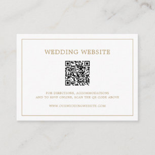 Simple Antique Gold Monogram QR Code Wedding Enclosure Card