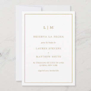 Simple Antique Gold Monogram Spanish Wedding Save The Date