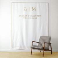 Simple Antique Gold Monogram Wedding Backdrop