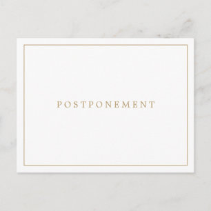 Simple Antique Gold Monogram Wedding Postponement Postcard
