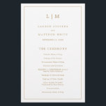 Simple Antique Gold Monogram Wedding Program<br><div class="desc">Simple Wedding Program featuring a modern yet elegant design with your two letter monogram at the top and your details surrounded by a thin border. All text is in faux gold over a white background and may be changed in the design editing tool. The front has your order of ceremony...</div>