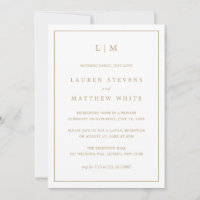 Simple Antique Gold Monogram Wedding Reception