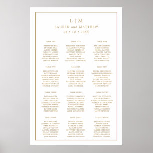 Simple Antique Gold Monogram Wedding Seating Chart