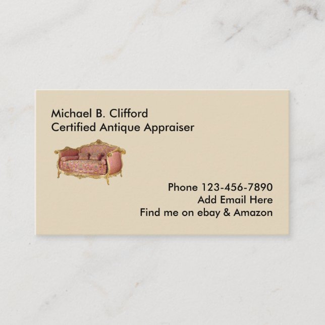 Simple Antiques Appraiser Business Card (Front)