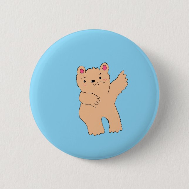 Simple Anxious Bear 6 Cm Round Badge (Front)