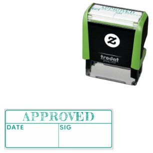 Simple Approved Date Signature Initials Custom Self-inking Stamp