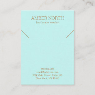 Simple Aqua Blue Bracelet Necklace Display Business Card