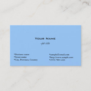 Simple ,aqua blue business card
