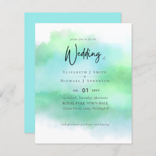 Simple Aqua Blue Fade Green Modern Budget Wedding