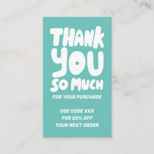 Simple Aqua Curves Order Thank You Social QR Code  Business Card