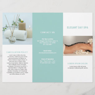 Simple Aqua Elegant Spa Trifold Brochure