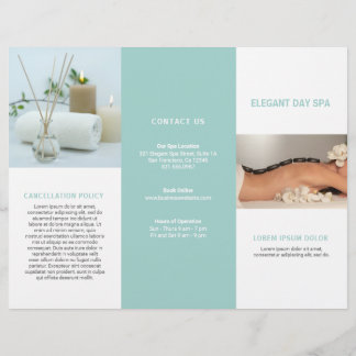 Simple Aqua Elegant Spa Trifold Brochure