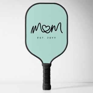 Simple Aqua Heart Script New Mum Established Est Pickleball Paddle