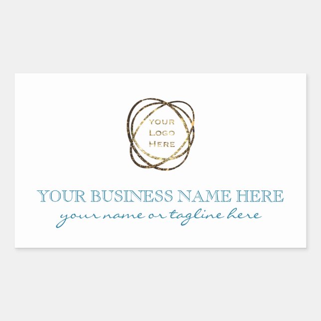 Simple Aqua Turquoise Add Business Logo Custom   Rectangular Sticker (Front)
