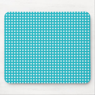 Simple Aqua White Geometric Pattern - Diamonds Mouse Pad