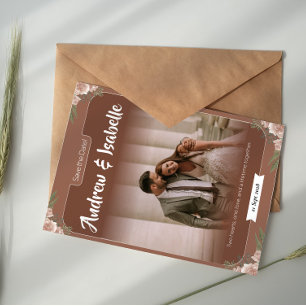 Simple Arch Boho Sage Save the Date Card