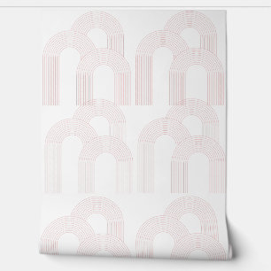 Simple Arch Design White and Pink Wallpaper