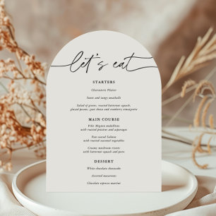 Simple Arch Let's Eat Wedding Menu Card