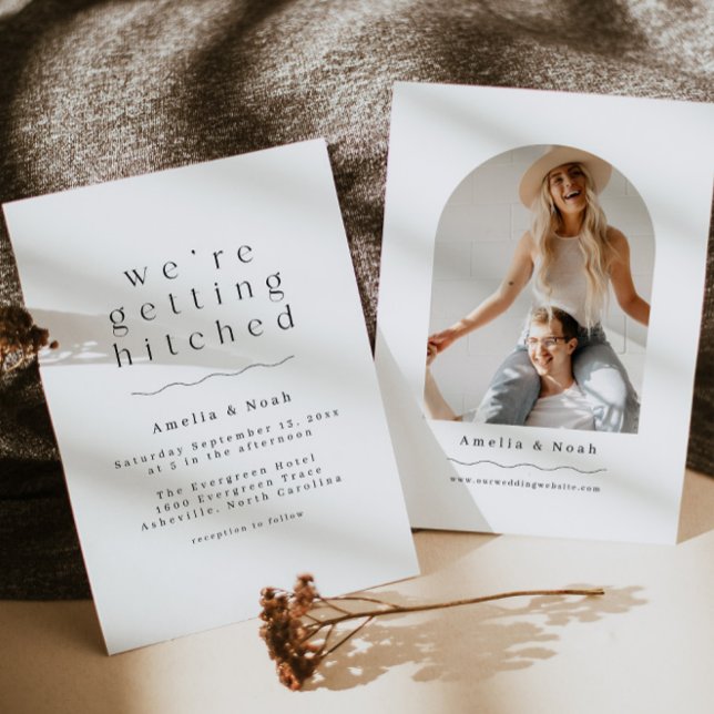 Simple Arch Photo Boho Wedding Invitation (Creator Uploaded)