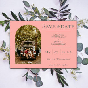Simple Arch Photo   Coral Save the Date