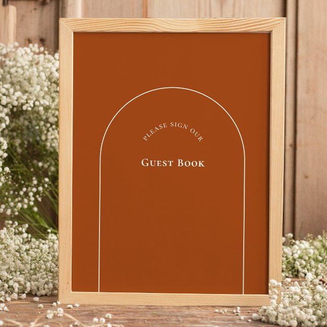 Simple Arch Terracotta Wedding Guest Book Sign (Creator Uploaded)